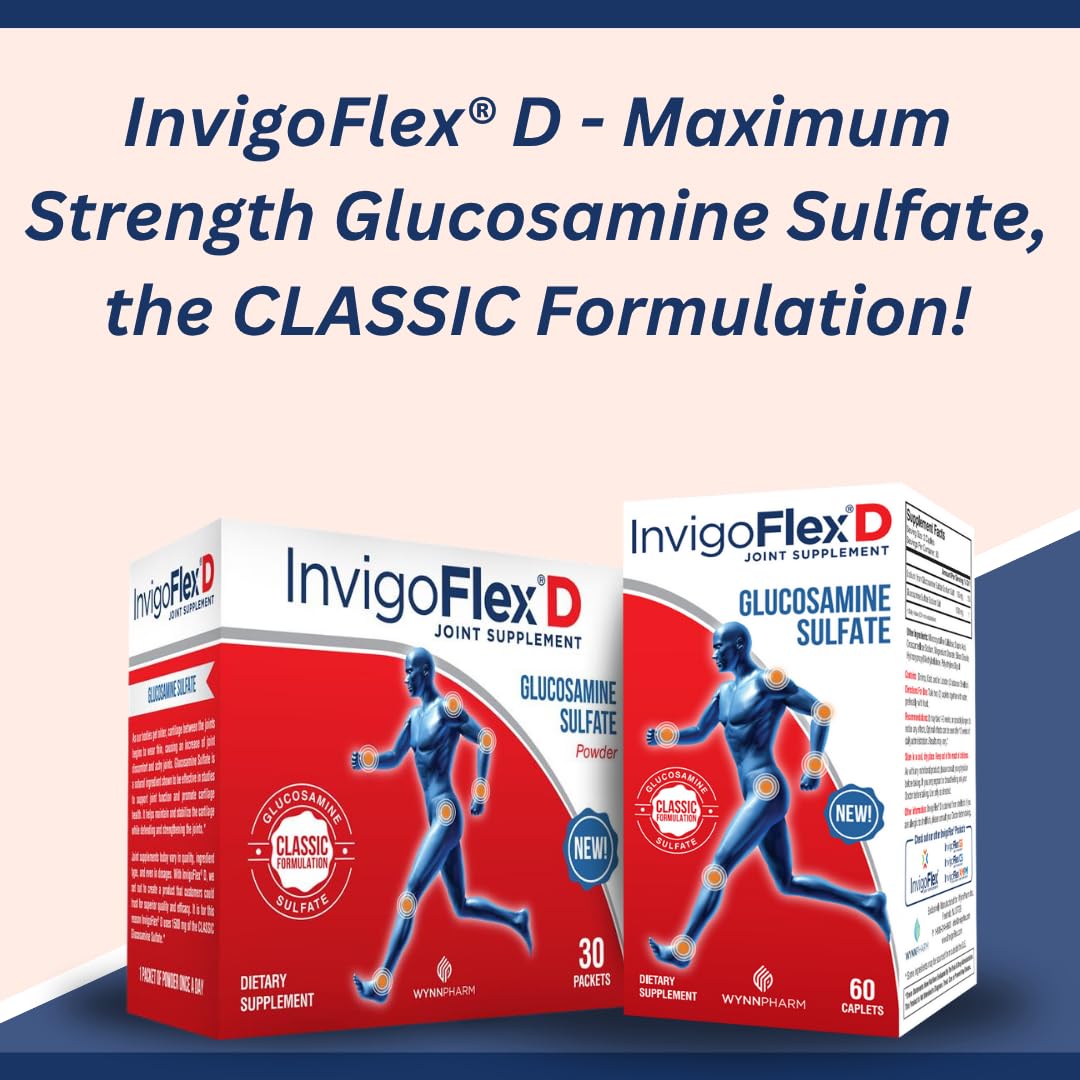 Close-up of INVIGOFLEX D caplets highlighting the classic formulation.