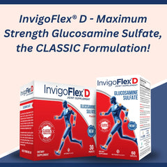 Close-up of INVIGOFLEX D caplets highlighting the classic formulation.