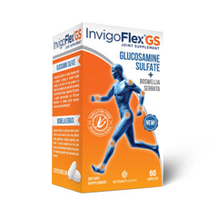 InvigoFlex GS bottle front view highlighting shellfish-free formulation for joints.