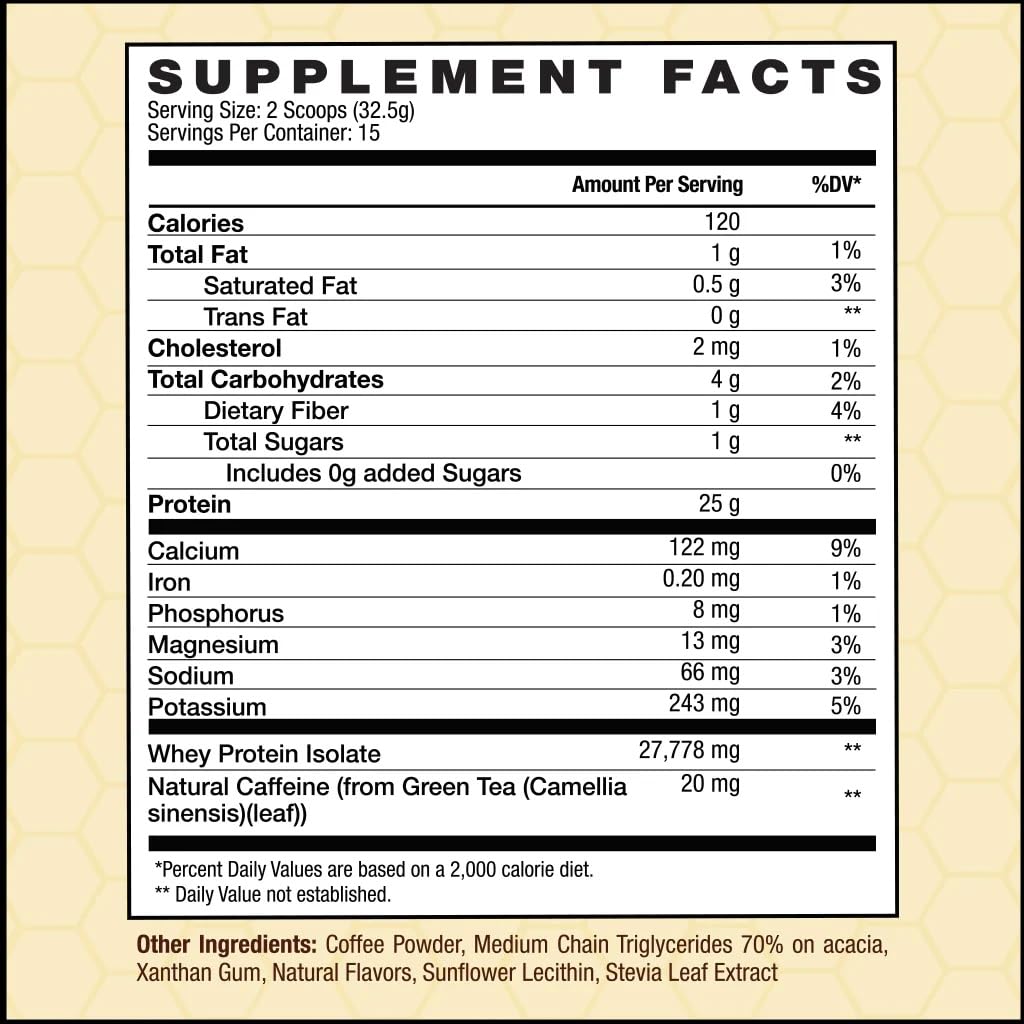 INVIGOR8 French Vanilla protein coffee powder scoop emphasizes creamy flavor and protein support.