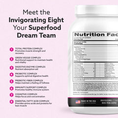 INVIGOR8 green veggie complex ingredients showcase daily nutrition support.