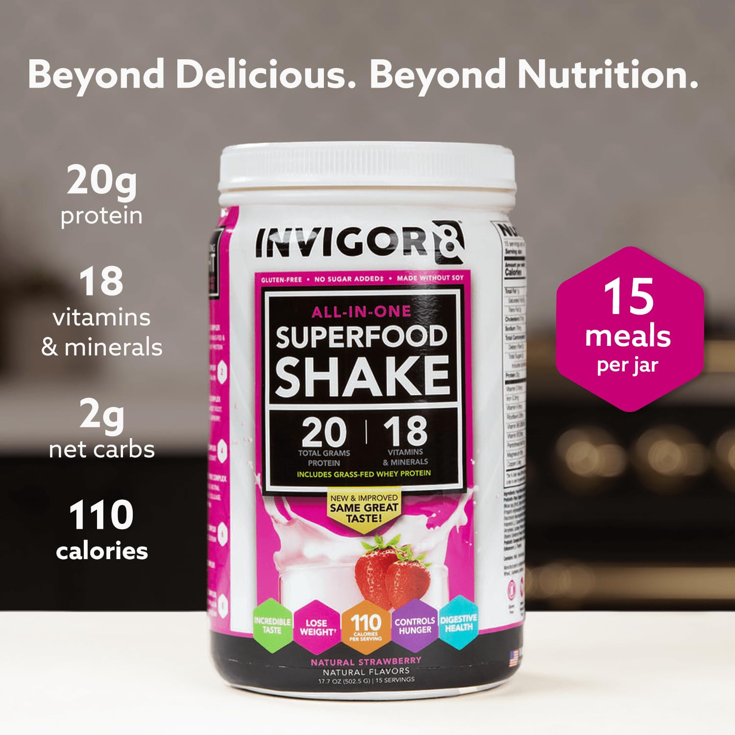 INVIGOR8 prebiotics and probiotics indicate gut health support.