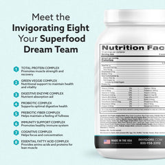 INVIGOR8 probiotic-prebiotic blend label indicates digestive support features.