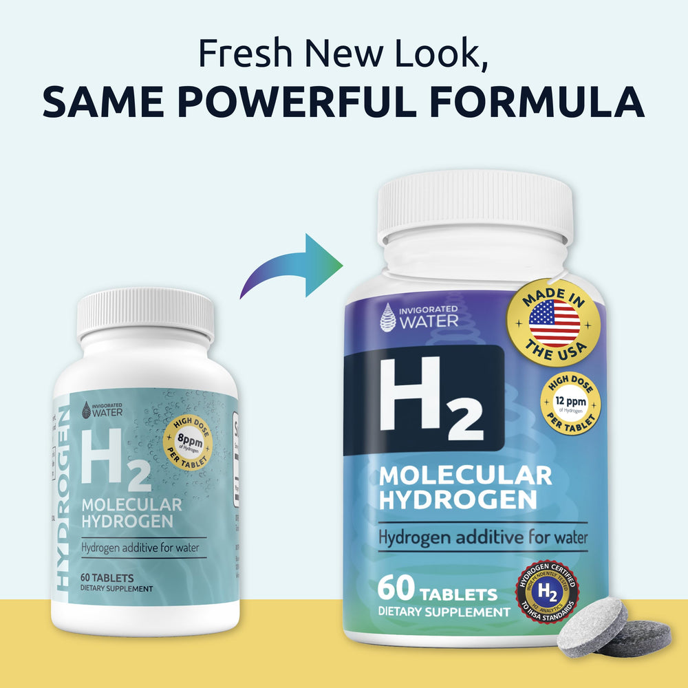 Invigorated Water no additives logo highlights clean, non-GMO formula.