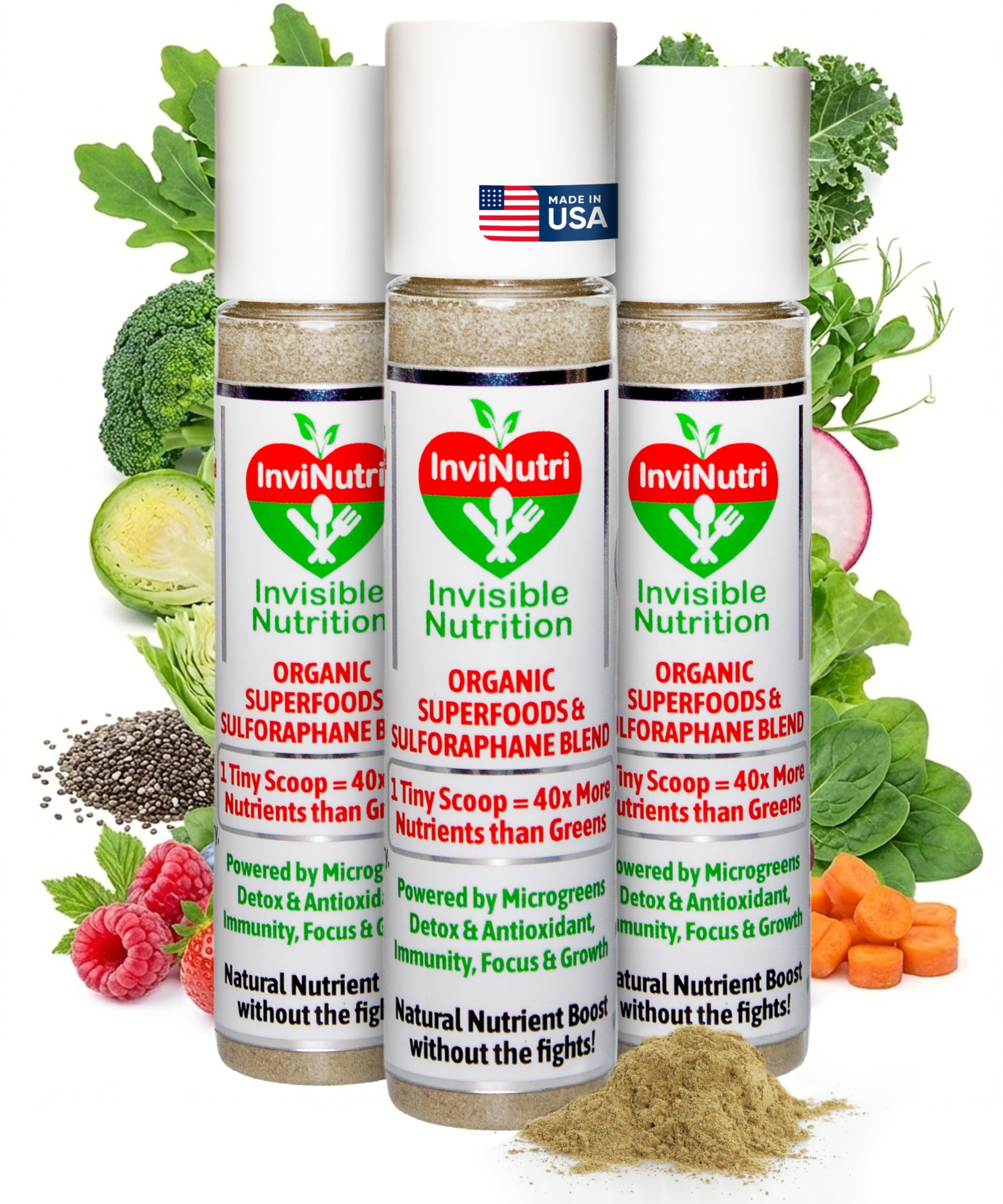 InviNutri unflavored powder bottle showing versatile meal boost for invisible nutrition