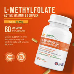 INVITA Active B-Complex bottle label with B12 and B6.