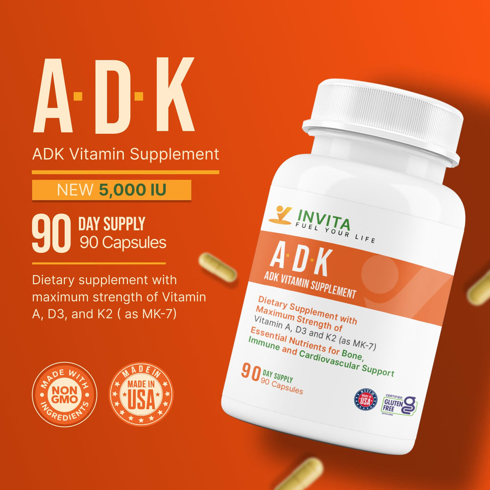 INVITA ADK capsules closeup shows vegetarian capsules free from common allergens.