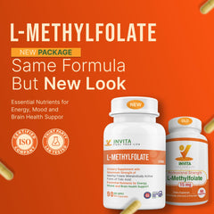 INVITA L-Methylfolate 15mg capsules close-up highlighting small easy-to-swallow capsules