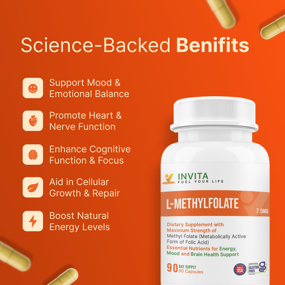INVITA L-Methylfolate packaging and box for convenient storage.