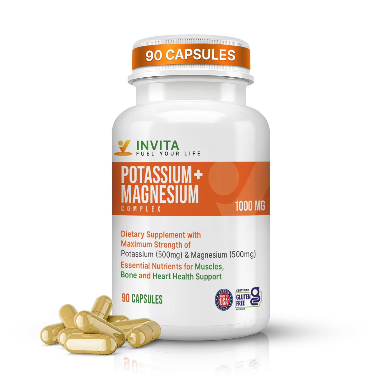 Invita Potassium Magnesium Complex bottle front showing label and branding for daily electrolyte support