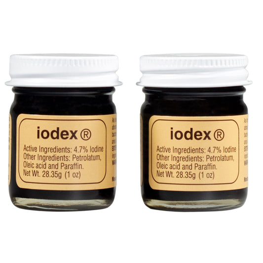 IODEX salve jar 1-ounce pack two, ideal for quick minor skin care.