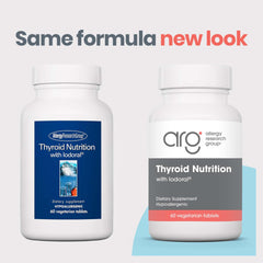 Iodoral tablet close-up shows 150 mcg iodine per tablet for thyroid support.