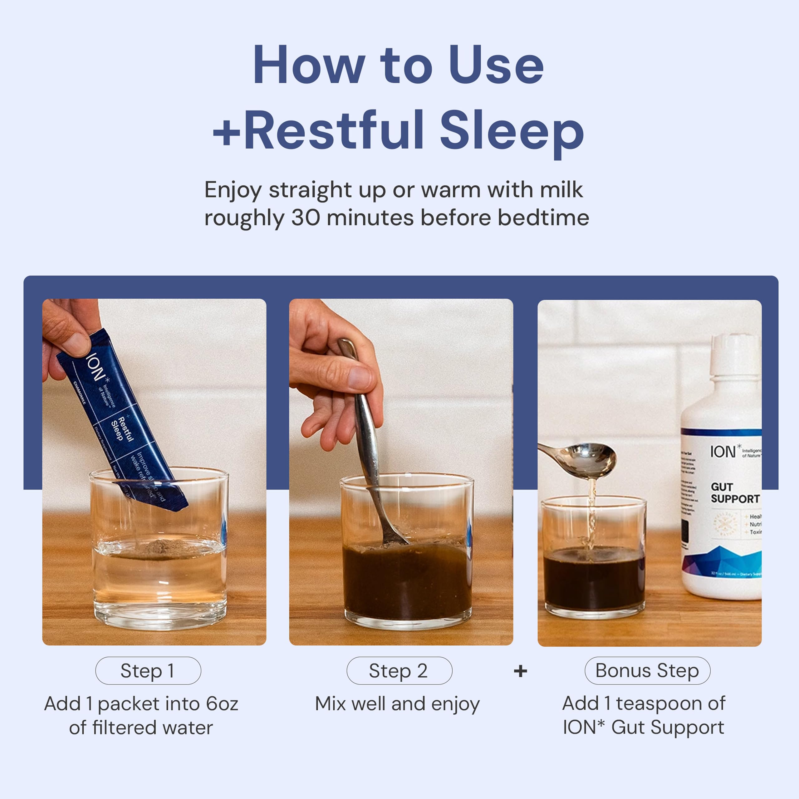 ION Restful Sleep dissolving in water easy nightly ritual