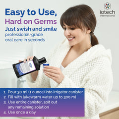 ioRinse fresh breath emphasis close-up conveys a refreshing mouthfeel.