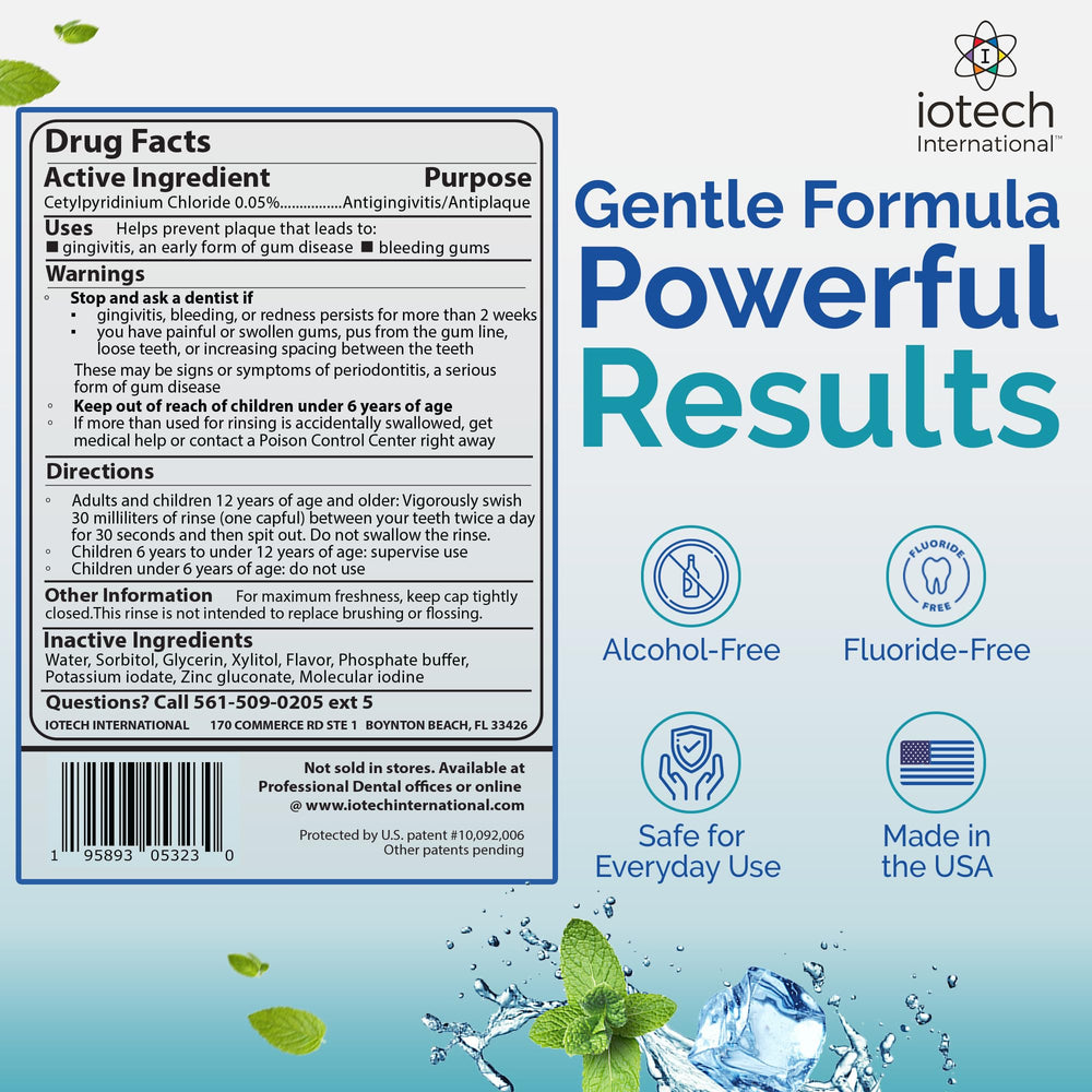 ioRinse Kids mouthwash bottle featuring kid-friendly design for family routines.