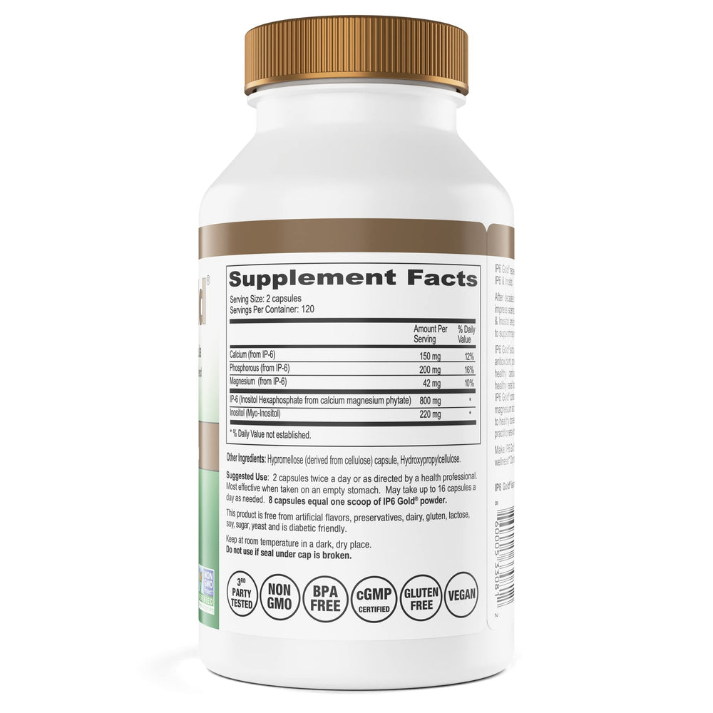 IP6 Gold label-packaging emphasizes Non-GMO verification and US manufacturing standards.