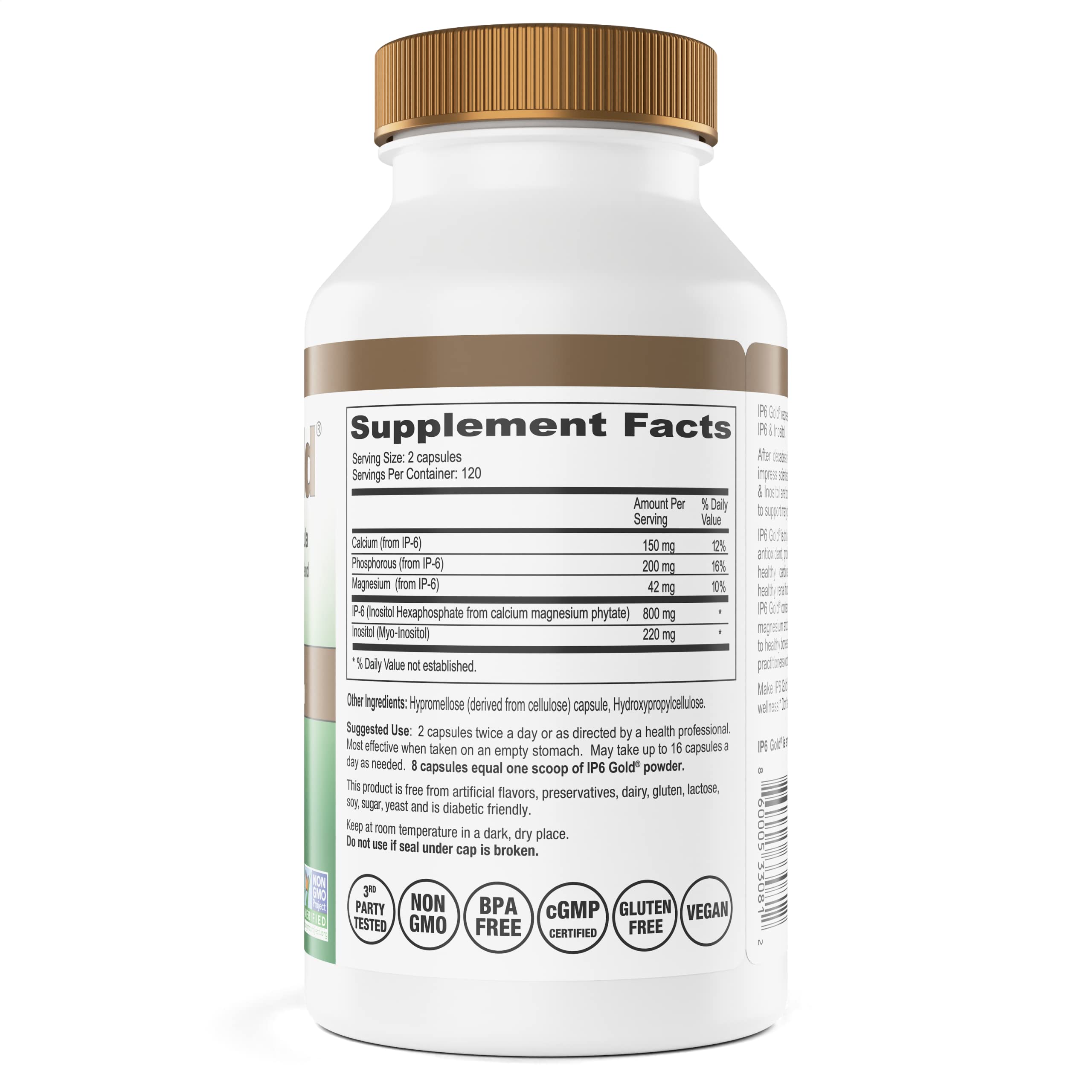 IP6 Gold capsules with clear packaging under natural light.