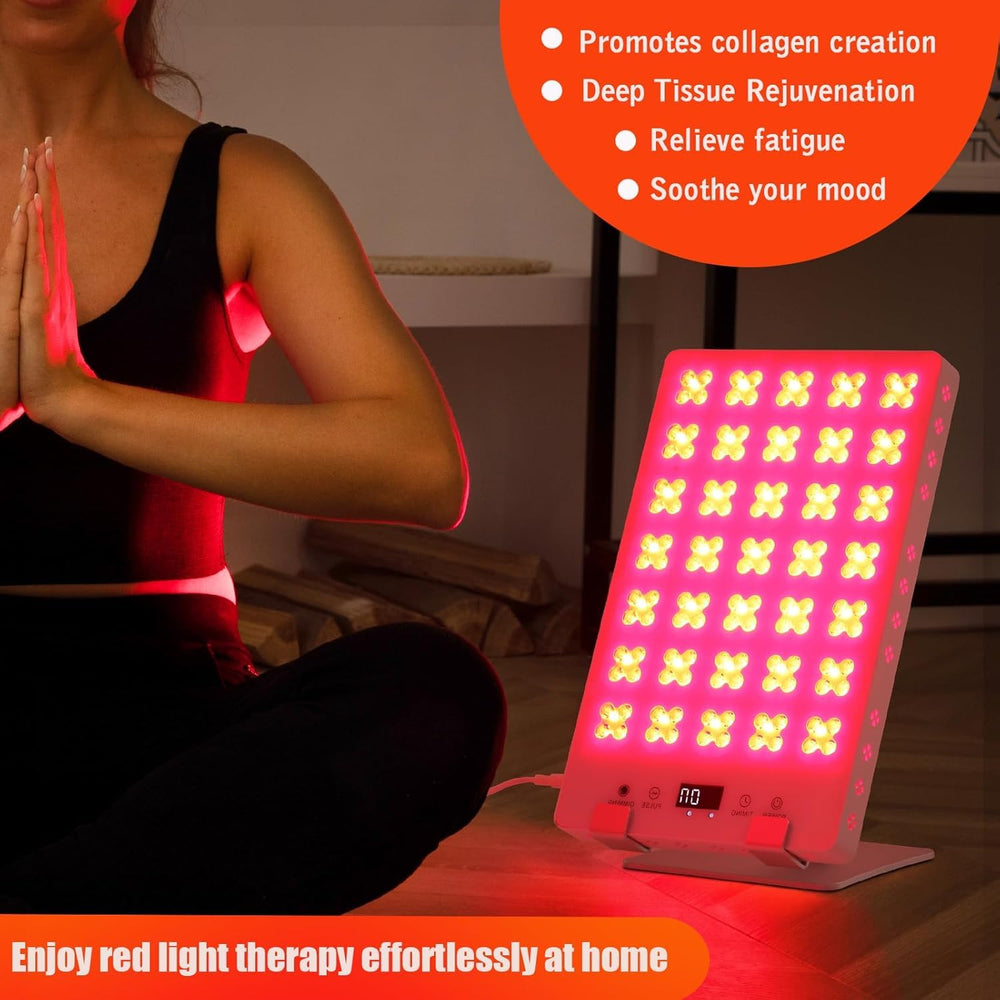iPlantop red light panel side view showing slim profile for travel-friendly sessions.