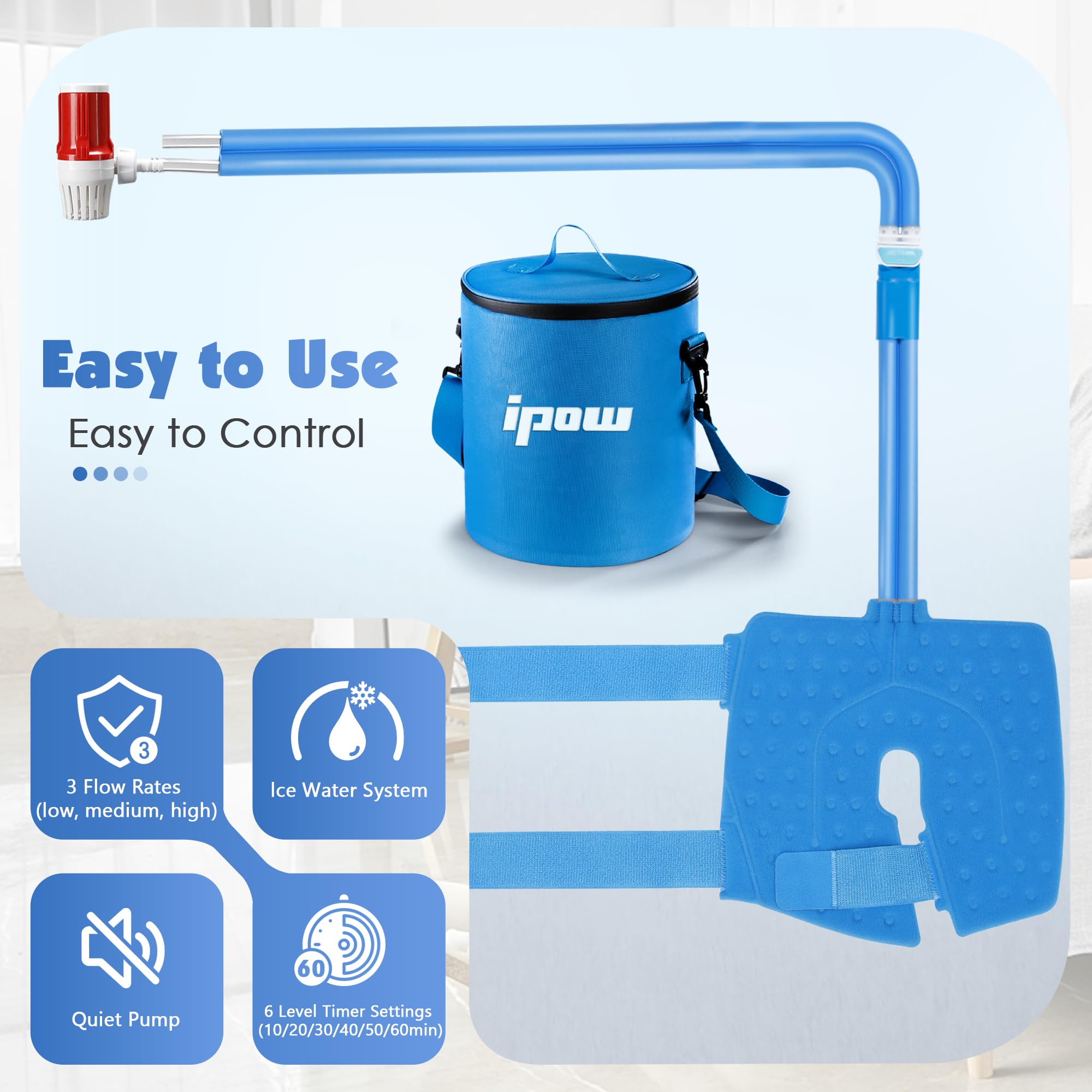IPOW portable knee ice machine with handle for easy transport