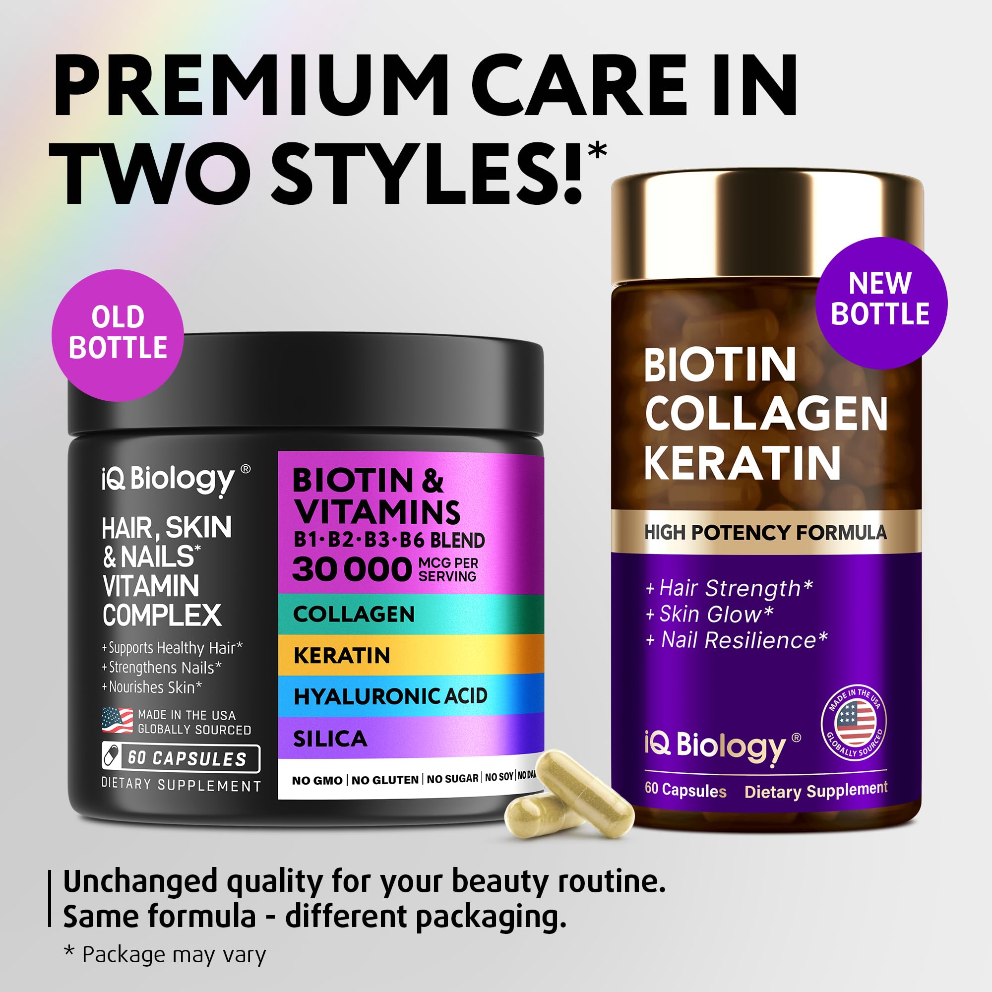 IQ BIOLOGY bottle pour shows easy daily intake during routines