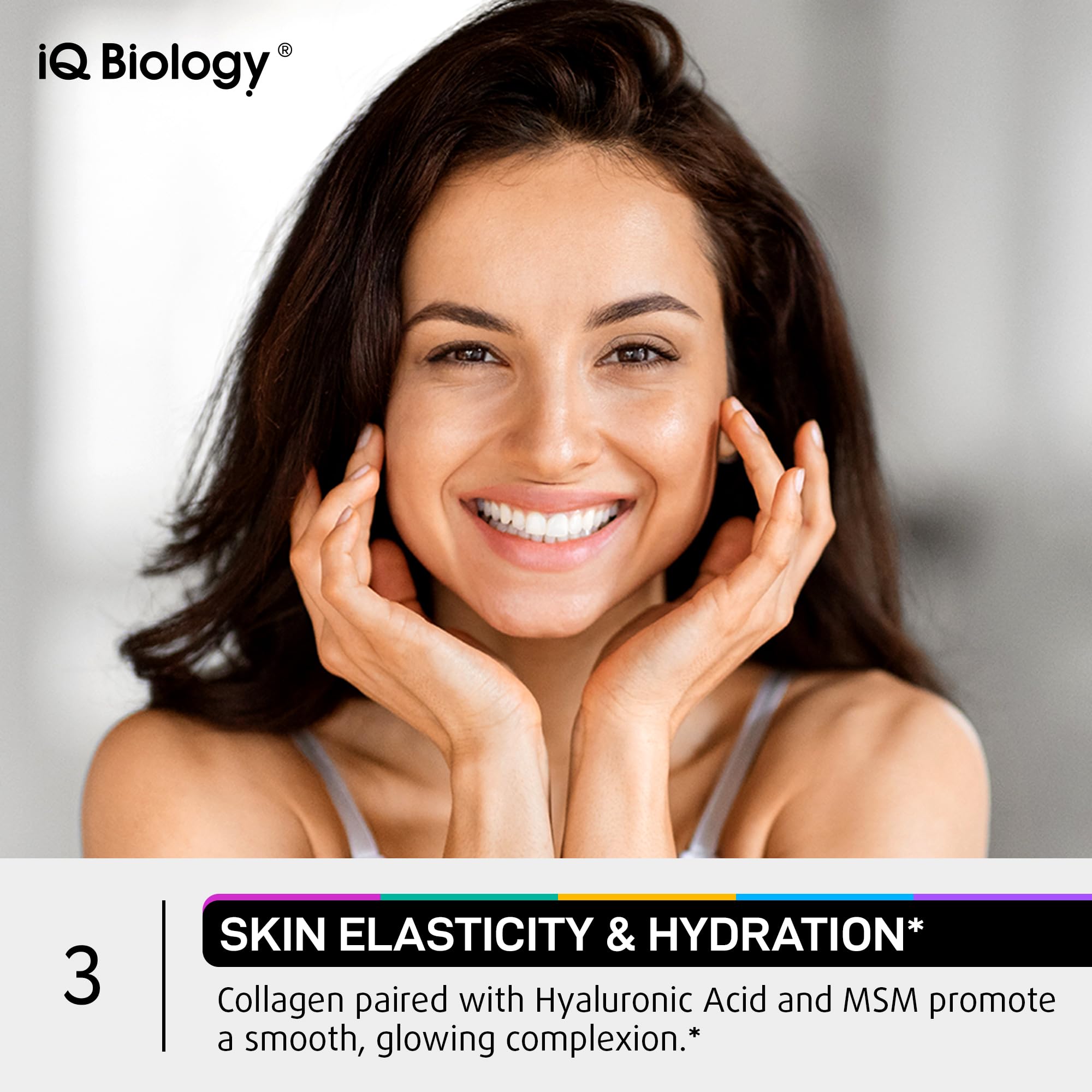 IQ BIOLOGY hair skin nails health visual showcasing overall glow