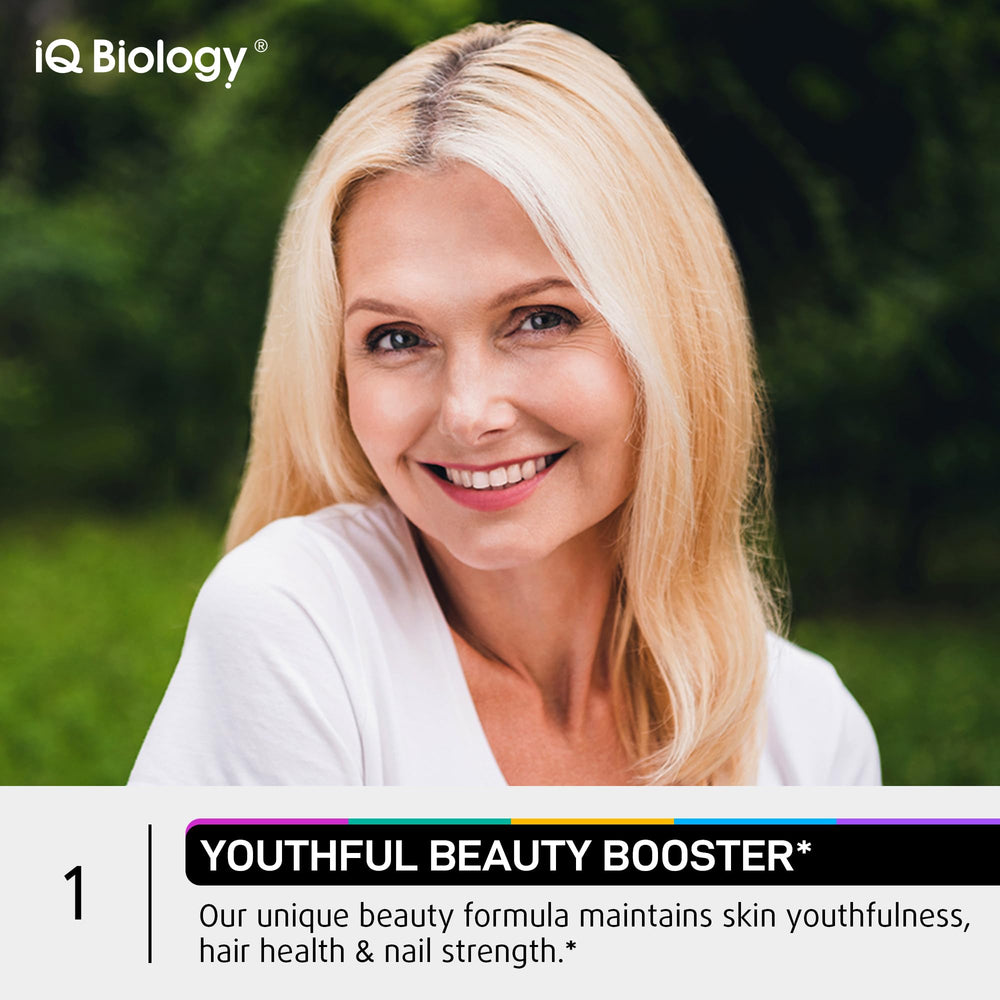 IQ BIOLOGY label closeup highlights premium ingredients and quality