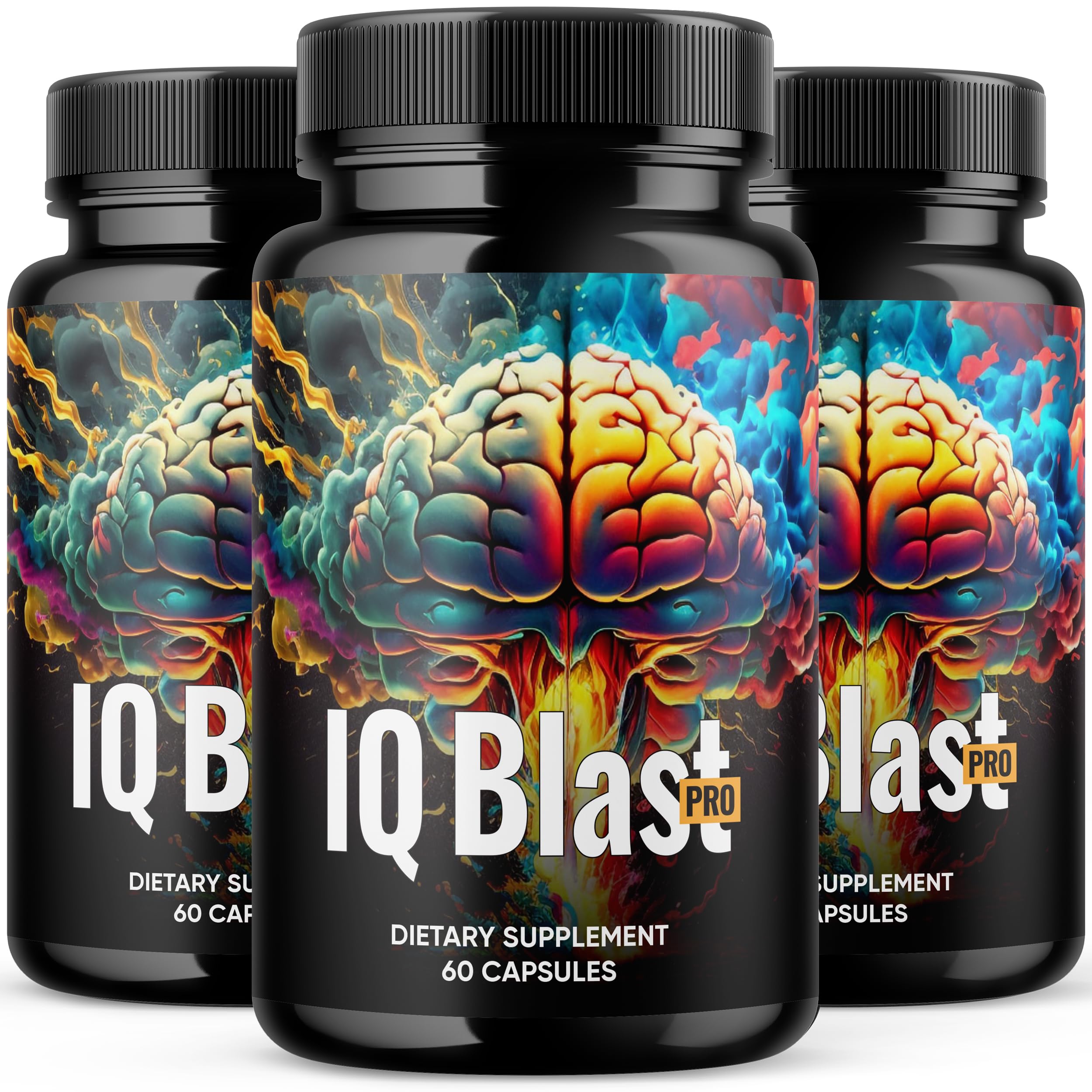 IQ Blast Pro bottle front highlighting premium cognitive support potential.