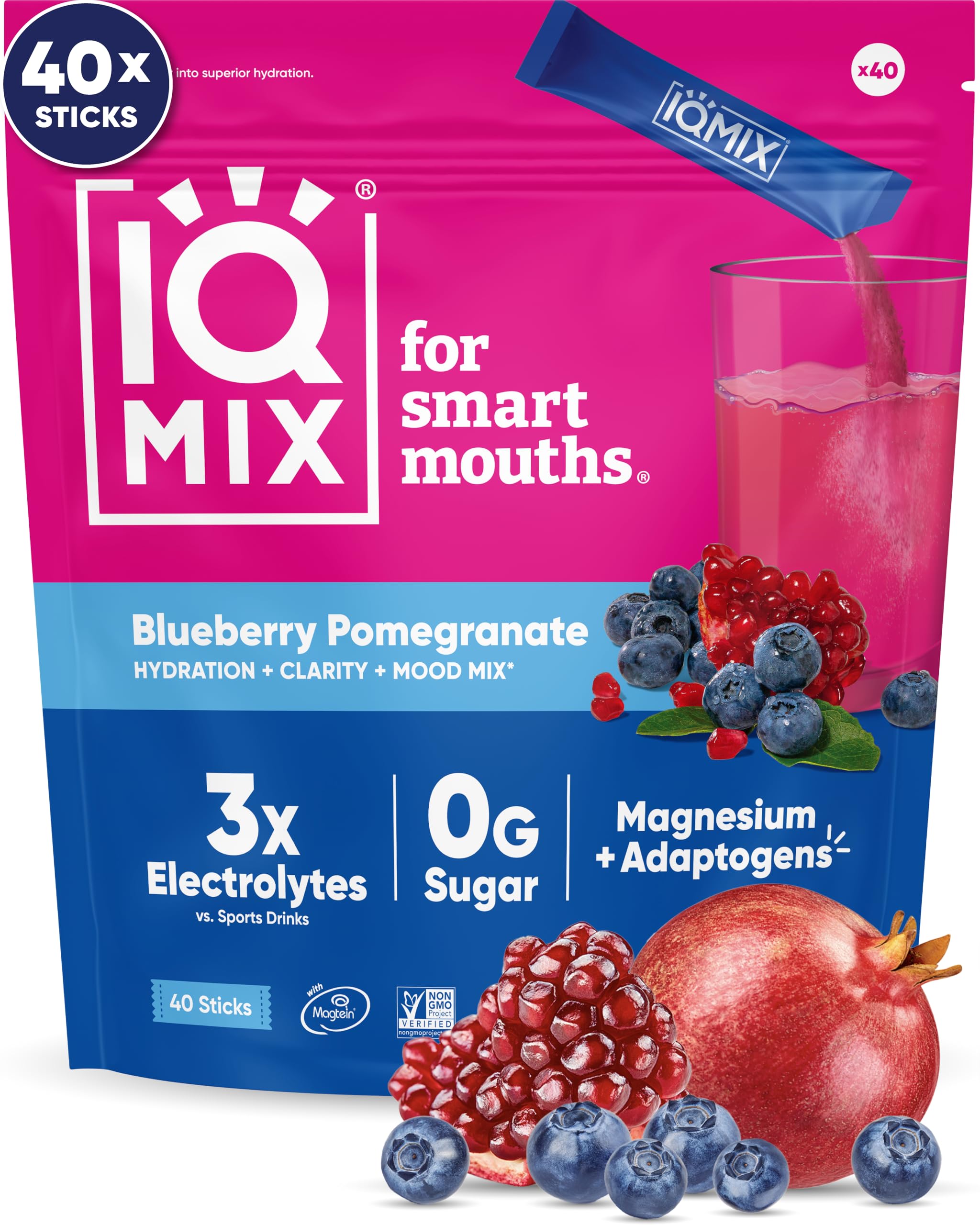 IQMIX hydration packet dissolving in water for quick hydration and focus