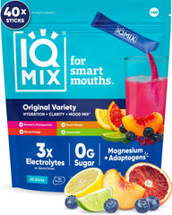 IQMIX hydration electrolyte packets in Blood Orange for on-the-go refreshment.