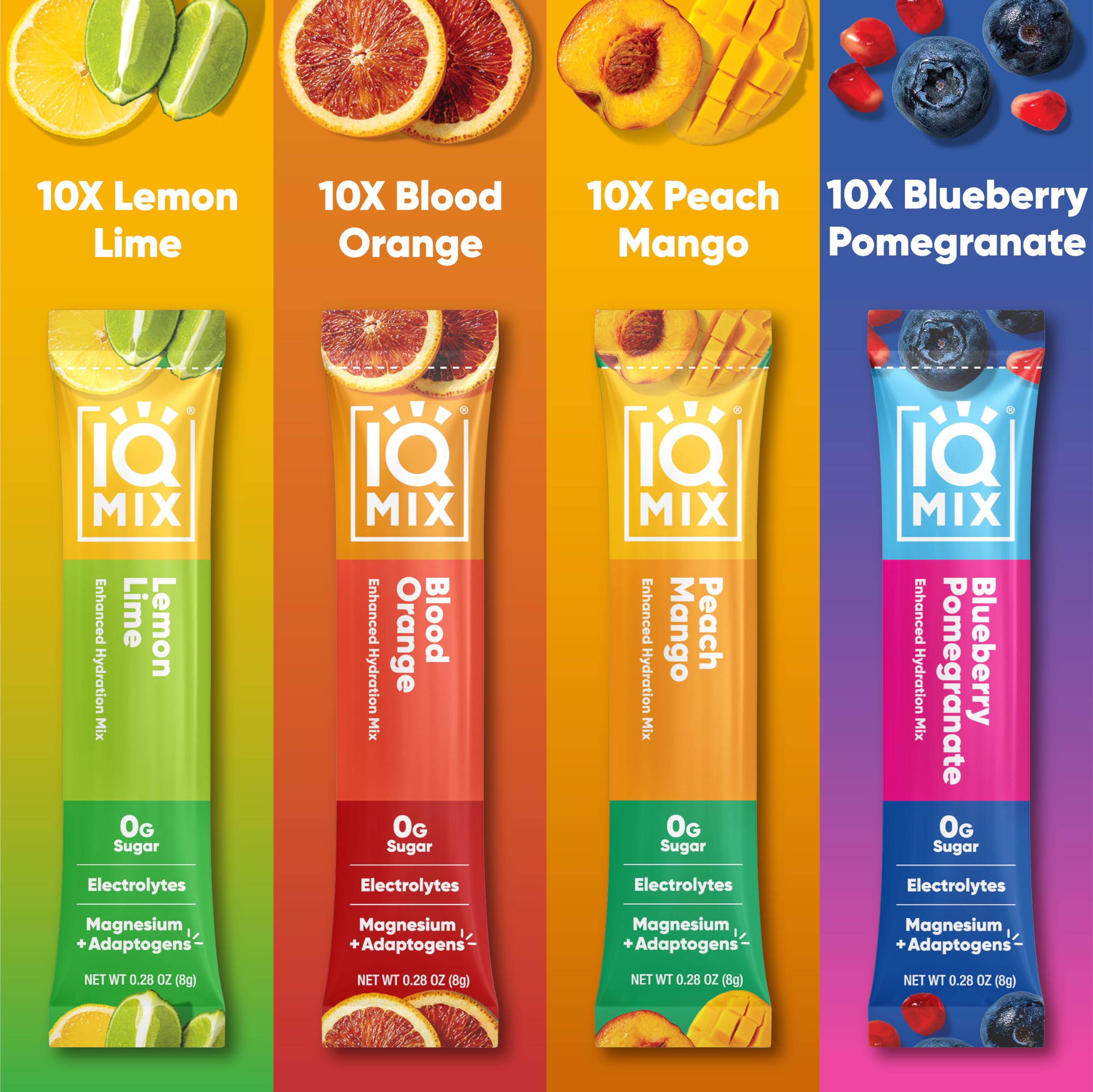 IQMIX blueberry pomegranate packet enhances flavor while delivering sugar-free hydration.