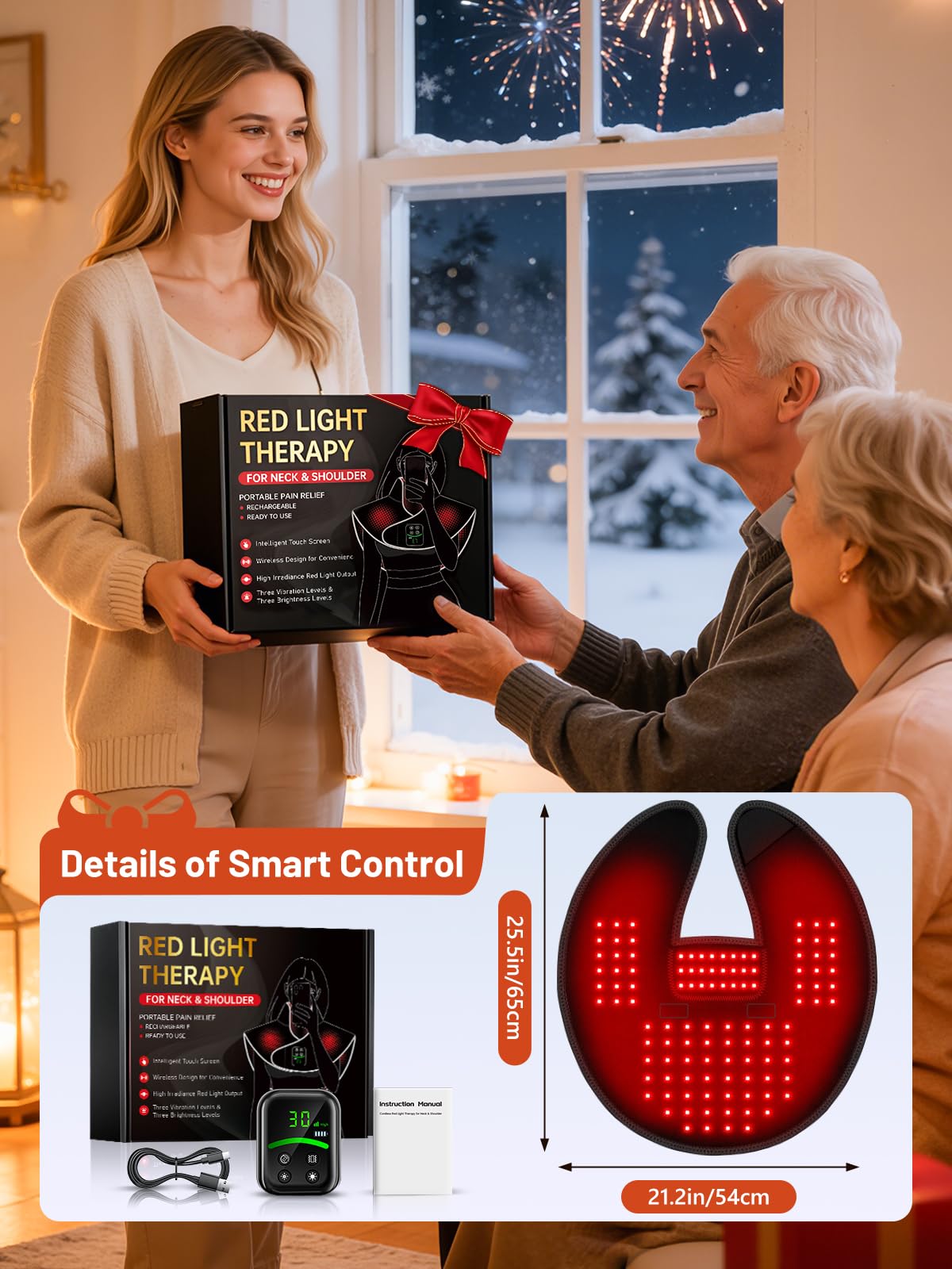 IRELEX gift-ready red light therapy wrap for holidays and birthdays.