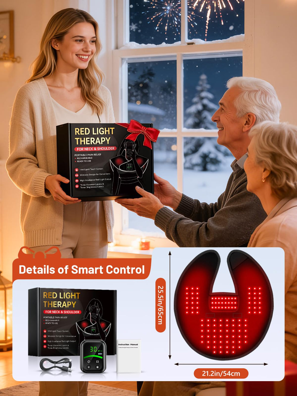 IRELEX gift-ready red light therapy wrap for holidays and birthdays.