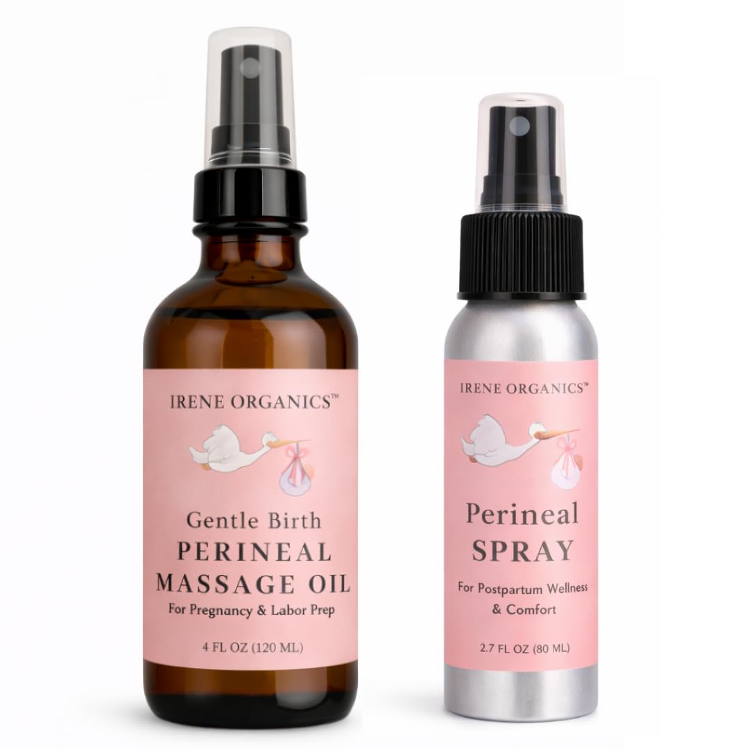 Irene Organics perineal oil bottle for pregnancy comfort