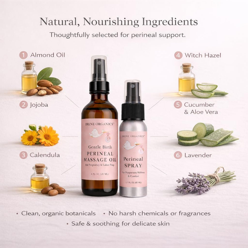 Irene Organics postpartum spray bottle for cooling relief after birth