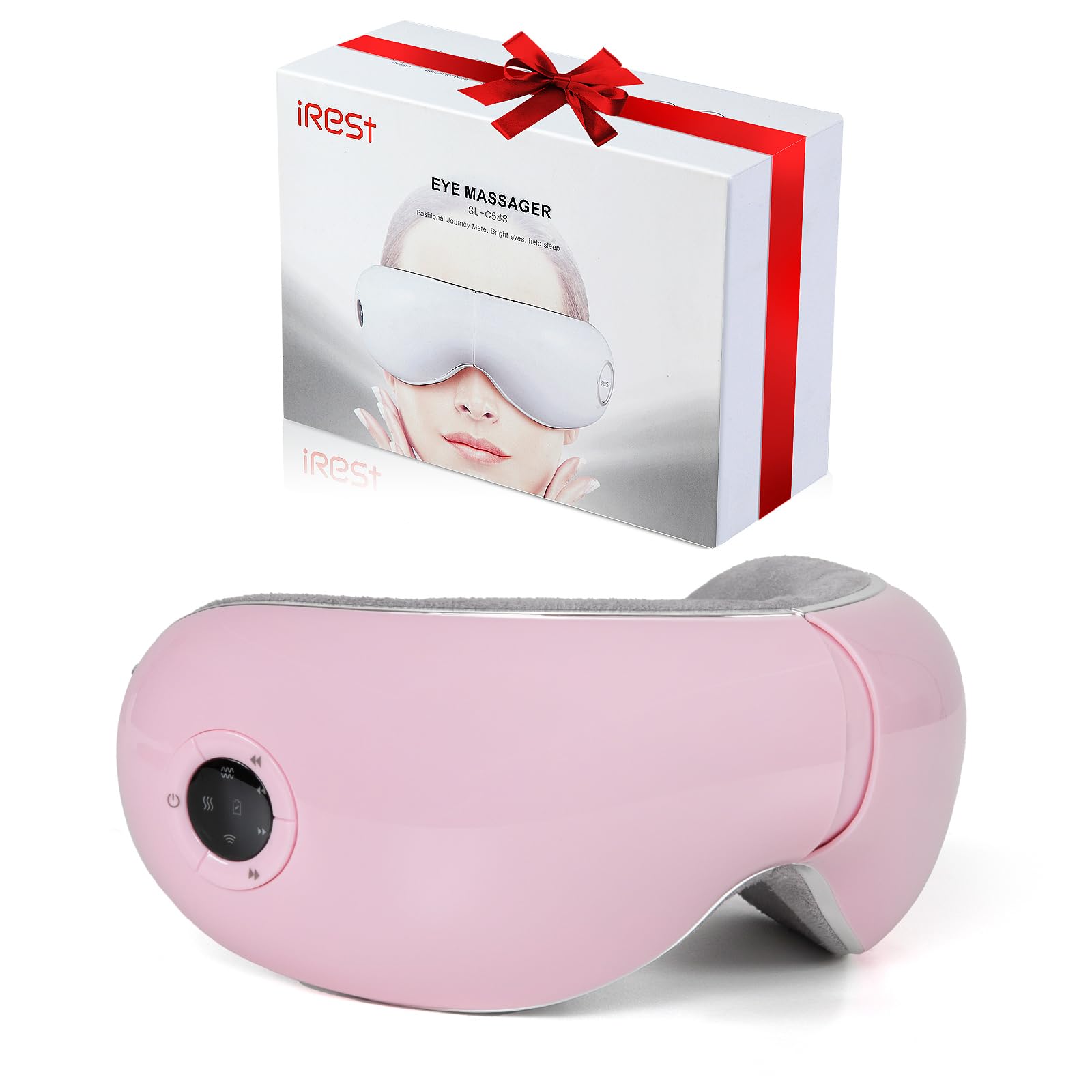 Irest eye massager with heat compression soothing fatigue around the eyes.