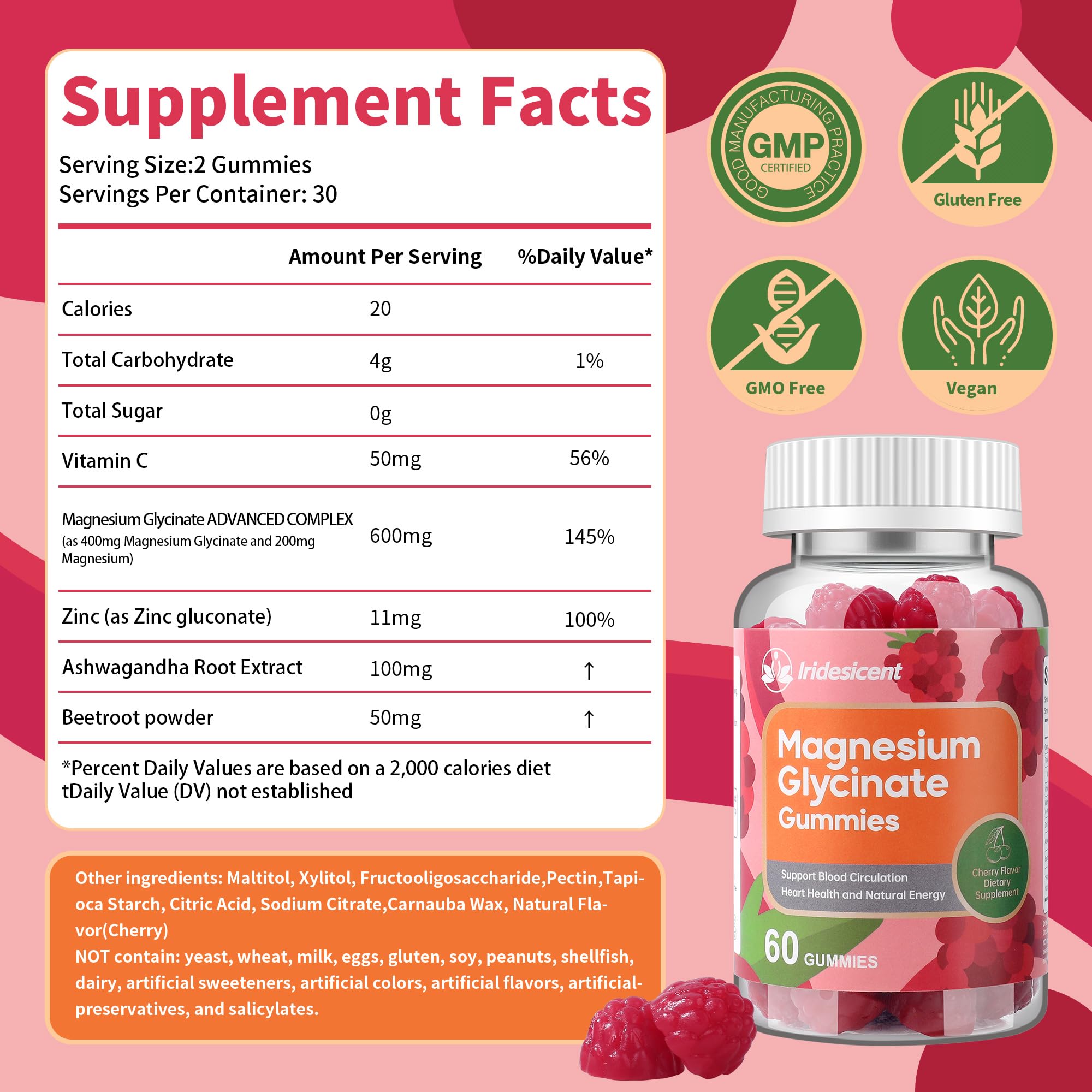 IRIDESICENT cherry flavored gummies show sugar free daily wellness
