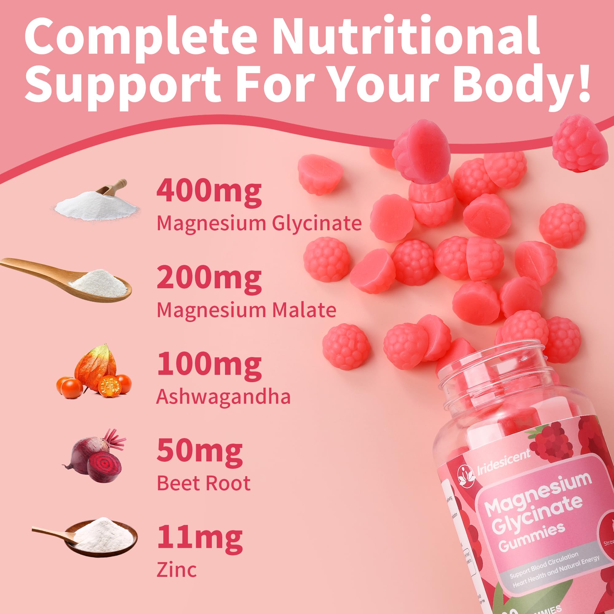 Iridesicent strawberry flavor gummies pack for sugar-free daily wellness