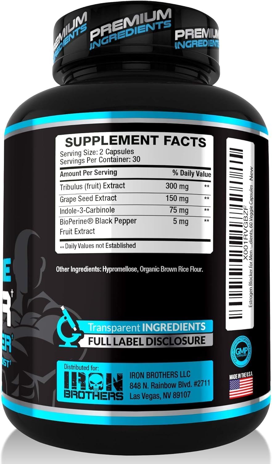 Closeup of Iron Brothers I3C capsules highlighting plant-based formula.