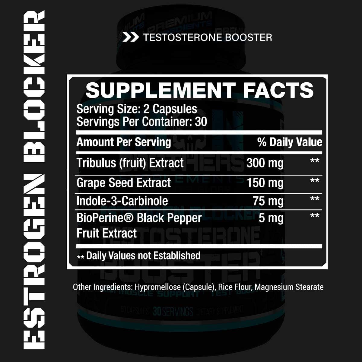 Iron Brothers Tribulus Terrestris extract bottle showing plant-based wellness ingredients.