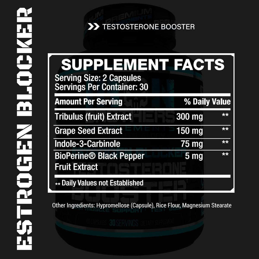 Iron Brothers Tribulus Terrestris extract bottle showing plant-based wellness ingredients.