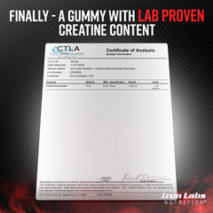 Iron Labs Nutrition Creatine Gummies strawberry flavor for workouts and taste.