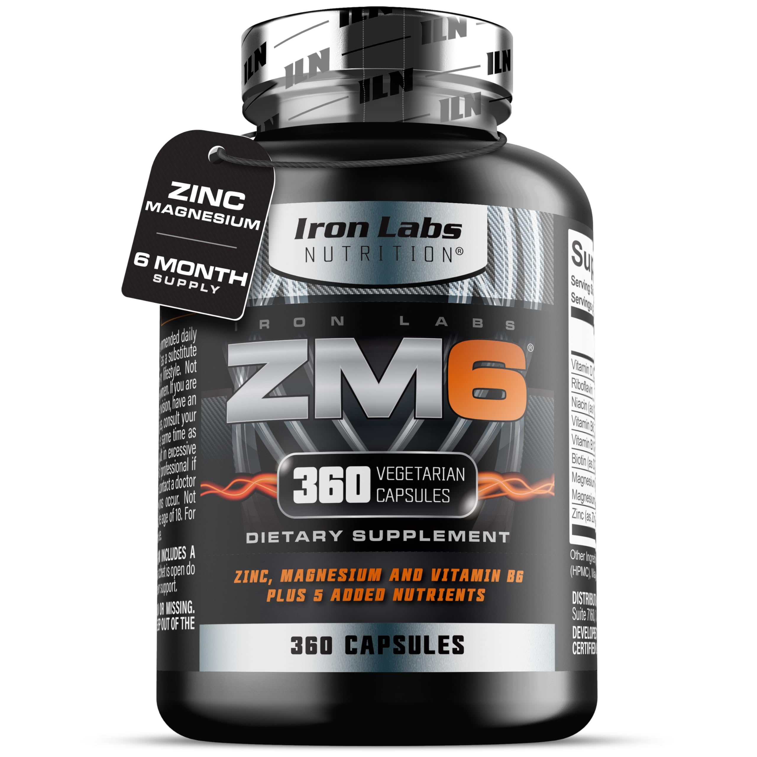 Iron Labs ZM6 bottle front view for easy daily zinc magnesium support