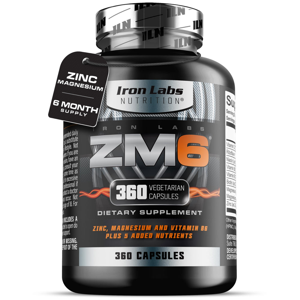 Iron Labs ZM6 bottle front view for easy daily zinc magnesium support