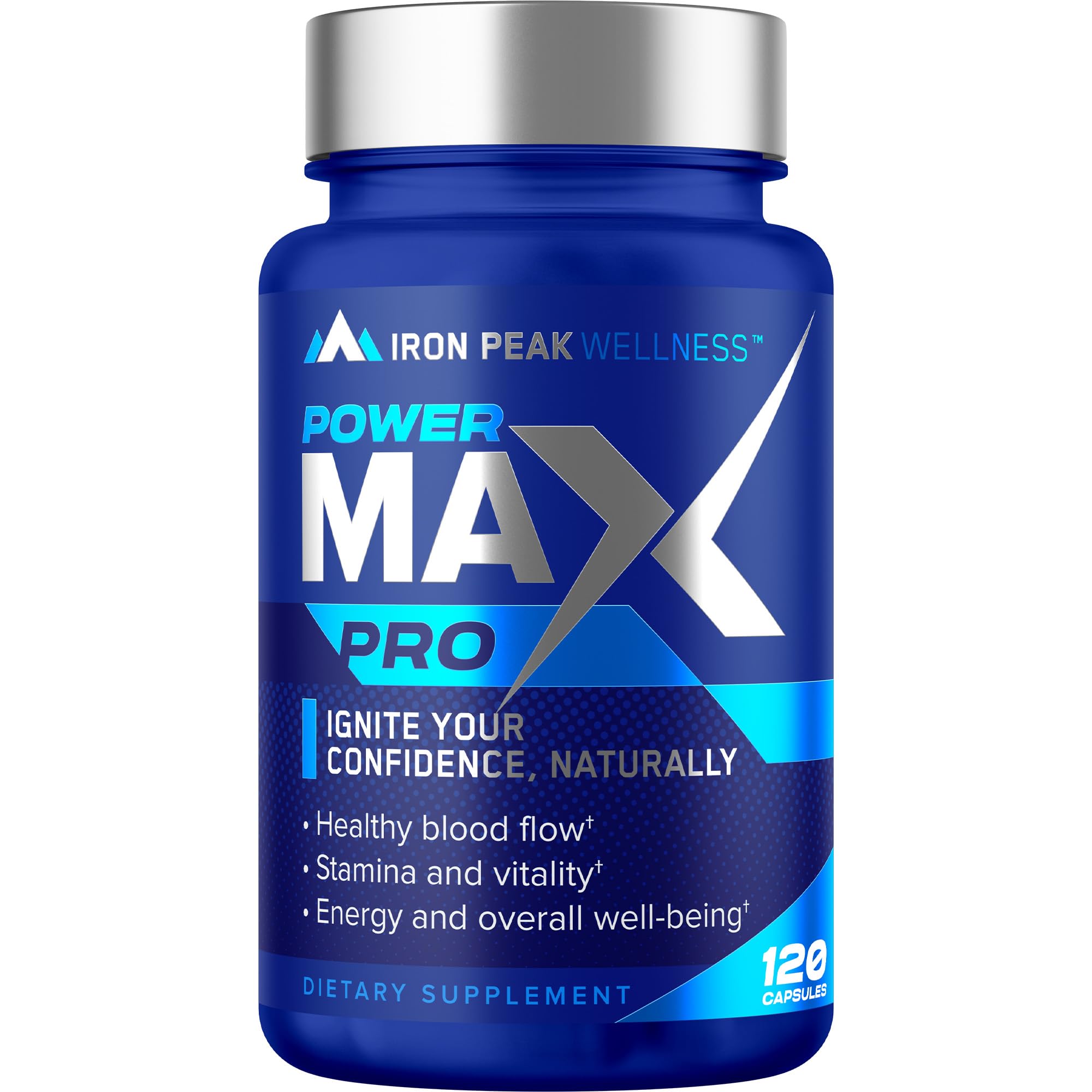IronPeak Wellness Testosterone Booster bottle front enhances energy and workout focus.