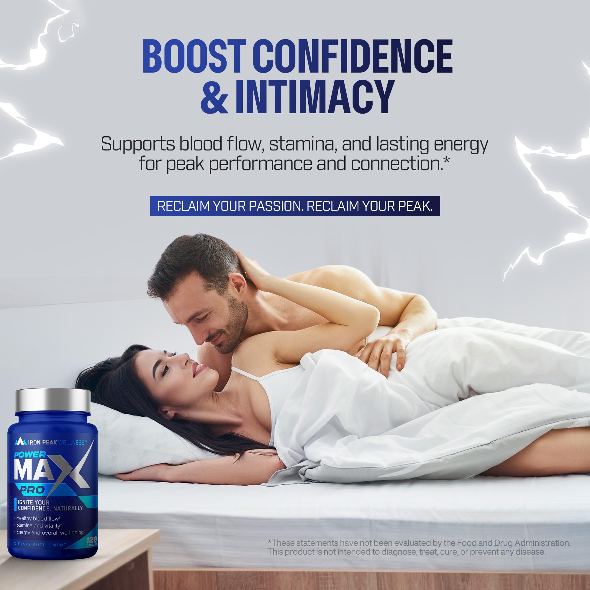 IronPeak Wellness Testosterone Booster label zoom highlights USA-made, third-party tested quality.