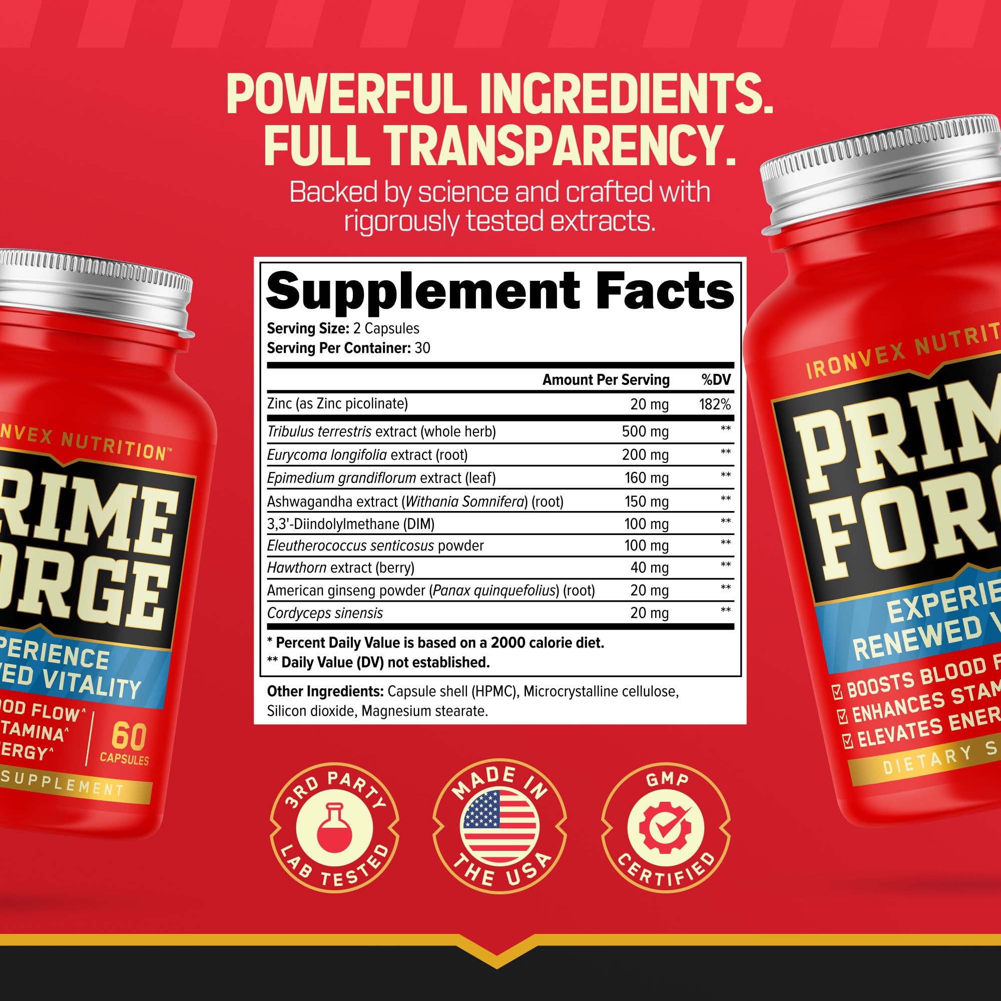 IronVex booster capsules close-up highlighting a compact, potent formula.