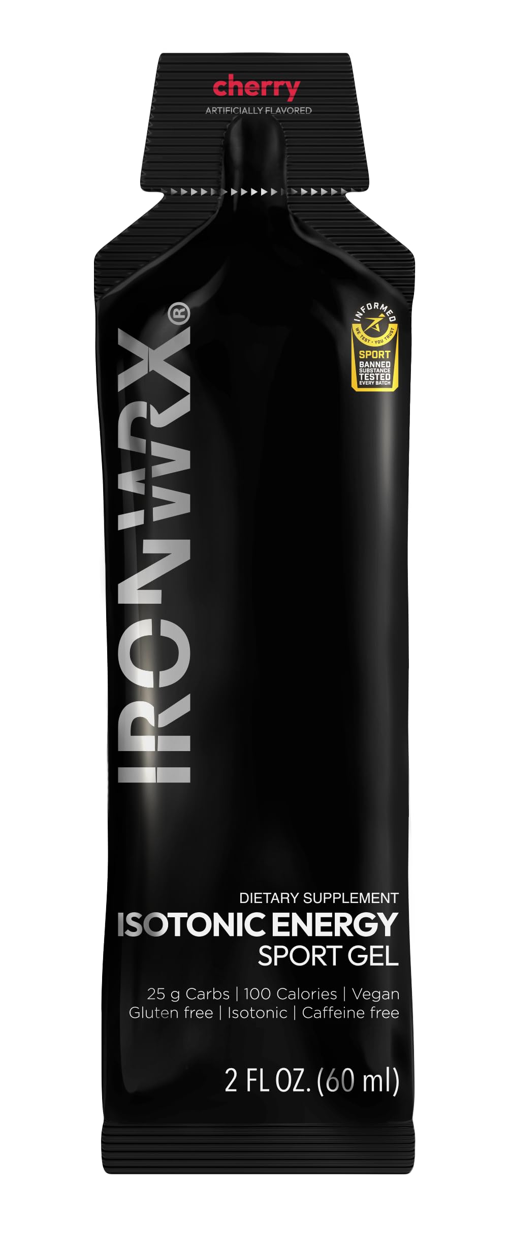 IRONWRX cherry energy gel during run supports fast, light fueling.