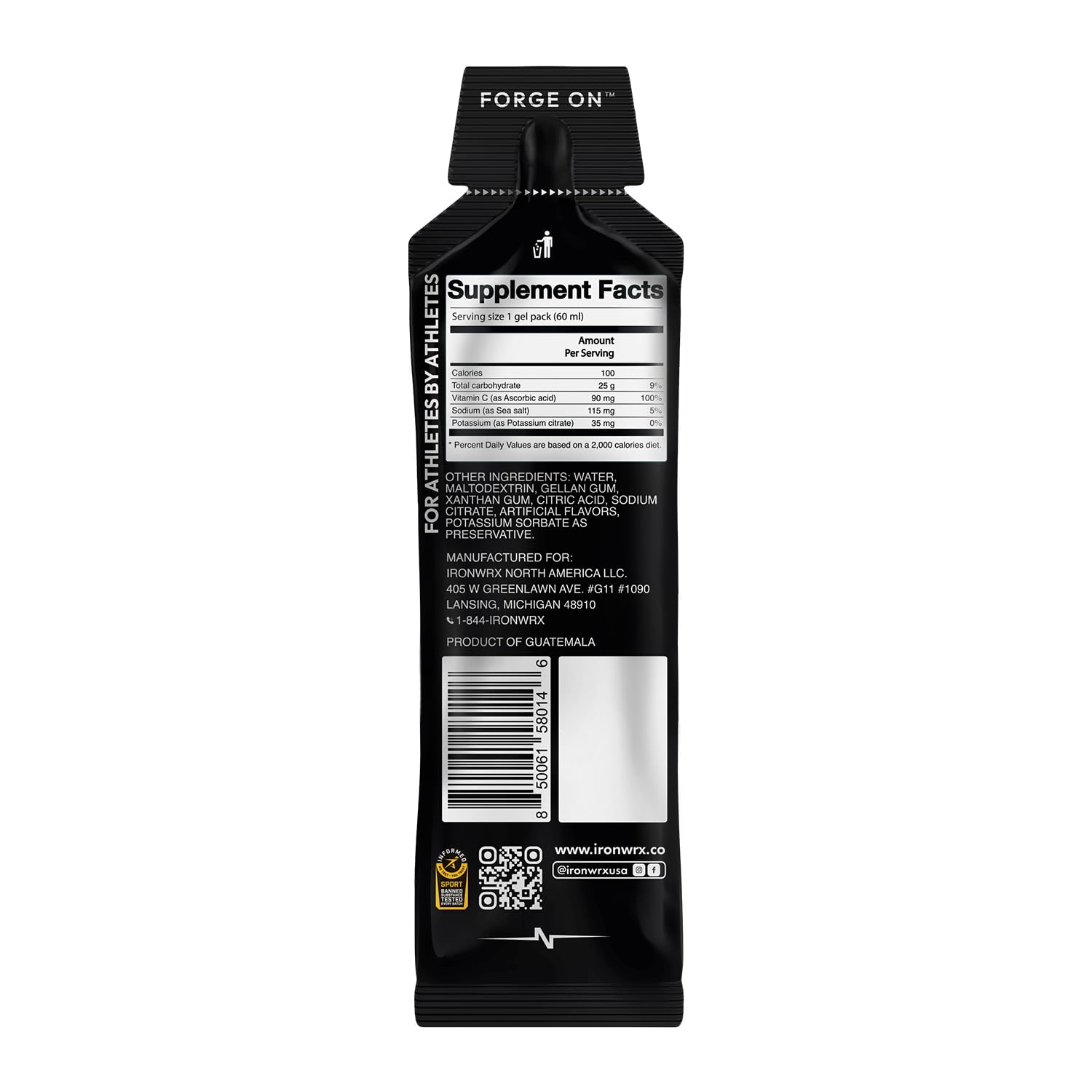 IRONWRX isotonic energy gel raspberry on-the-go use during workouts