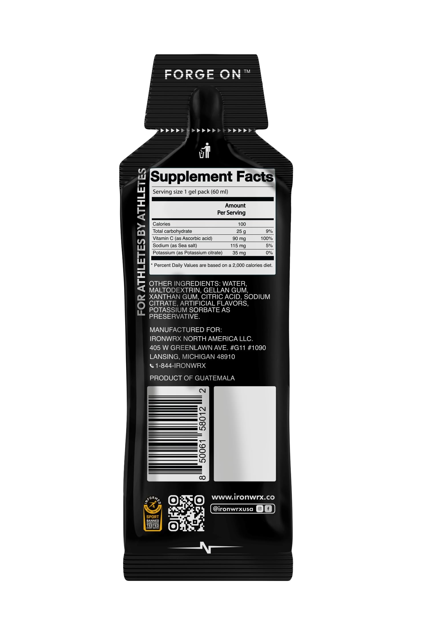 IRONWRX isotonic energy gels cherry flavor suitable for steady endurance fueling
