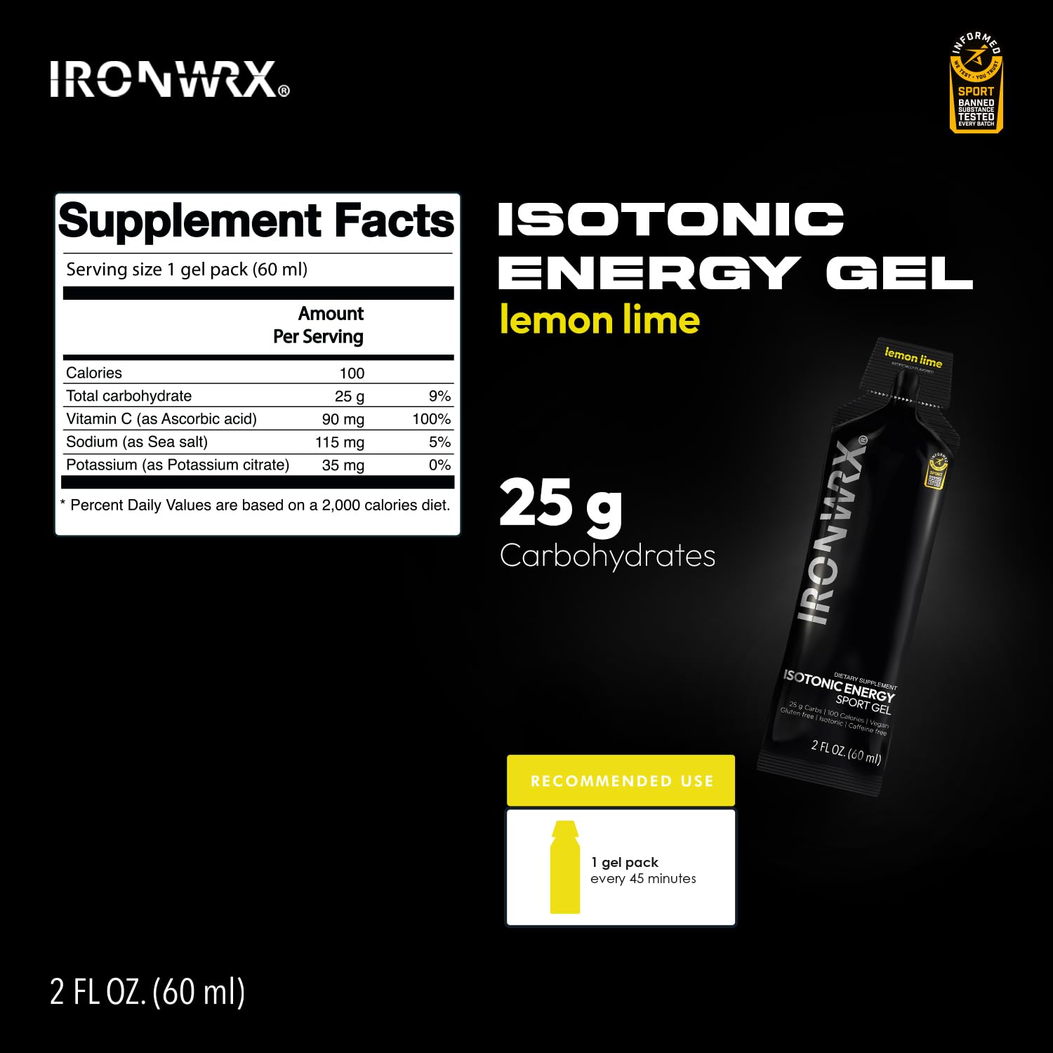 IRONWRX lemon lime gel close-up showing smooth texture easy to swallow.